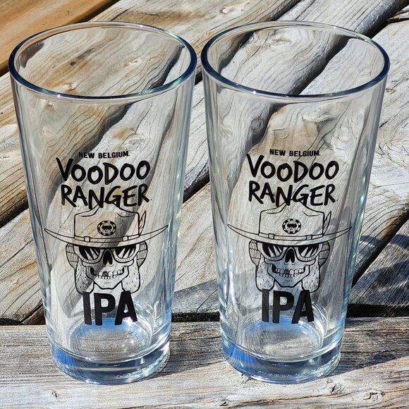 New Belgium Voodoo Ranger IPA Pint Glasses PAIR- Live Rangerously - Picture 1 of 4